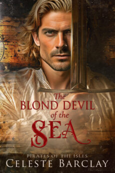 The Blond Devil of the Sea The Blond Devil of the Sea by Celeste Barclay cover, pirate man with sword.